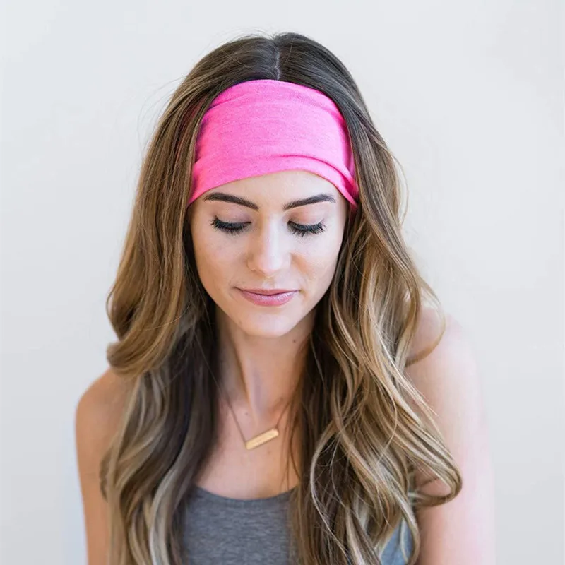 

Women Wide Headband Solid Turban Headwrap Elastic Bandage Soft Cotton Hairbands Yoga Sport Headwear Bandana Hair Accessories