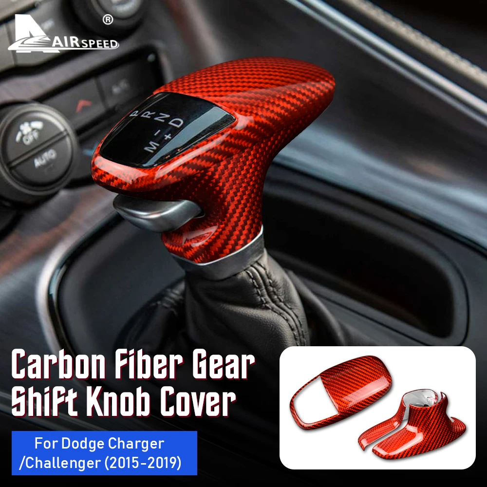 Real Hard Carbon Fiber for Dodge Challenger Charger 2015 2016 2017 2018 2019 Accessories Car Gear Shift Knob Cover Interior Trim