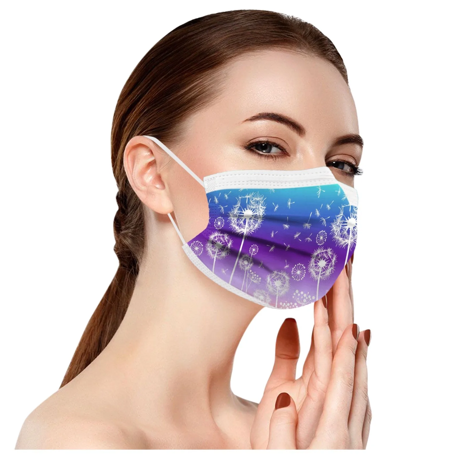 

10PCS Adults Beautiful Elegant Flower Prints Breathable 3 -Layer Activated Bamboo Carbon Masks Unisex Disposable Face Mask