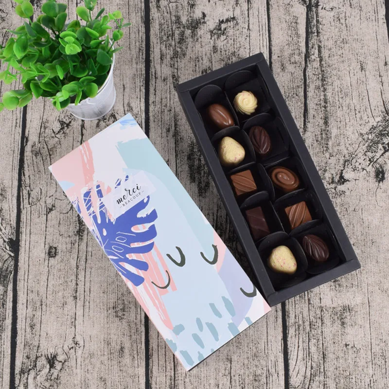 

10Pcs simple pattern Chocolate Paper Box valentine Christmas Birthday Party Gifts Packing Storage Boxes