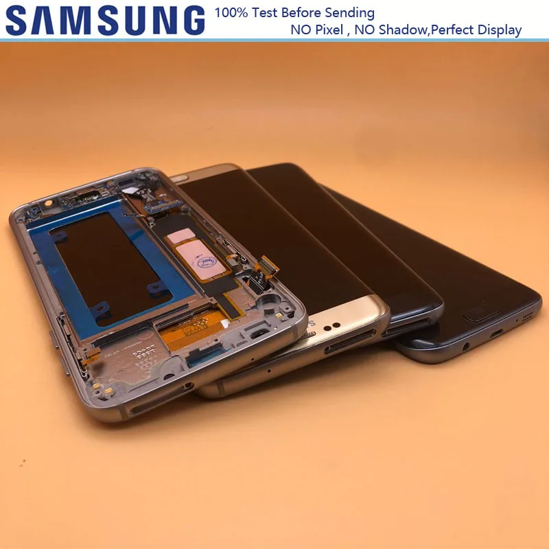 Без теней 5,5 ''ЖК-дисплей с рамкой для SAMSUNG Galaxy S7 edge G935 G935F G935FD кодирующий преобразователь сенсорного экрана в сборе