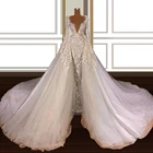 Роскошное Свадебное платье, свадебные платья со съемным шлейфом, 2022, кружевные бальные платья с V-образным вырезом, свадебные наряды на заказ, большие размеры
