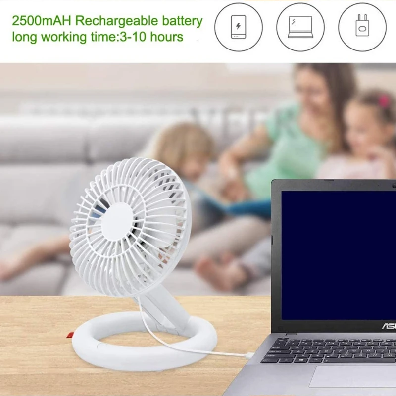 

Foldable Desk Fan Portable Fan Battery Operated Rechargeable Fan Three-stage Folding Design USB Fan for Home Office X7XA