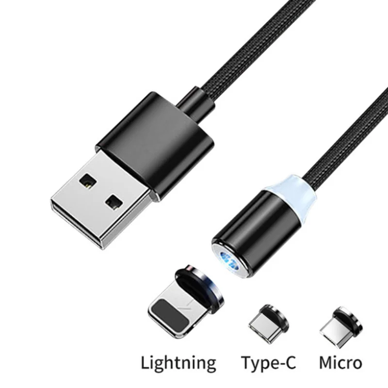 Кабель для зарядки Micro USB/USB-C 1 м круглый 8 контактов магнитный поддержка быстрой