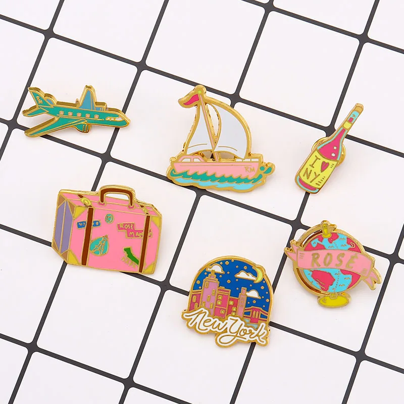 Симпатичные броши для страйтборда корабля винного искусства булавки багажника