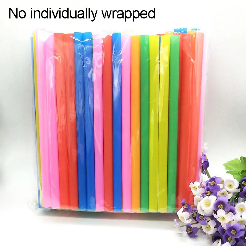 100 шт. разноцветные пластиковые одноразовые большие питьевые соломинки для