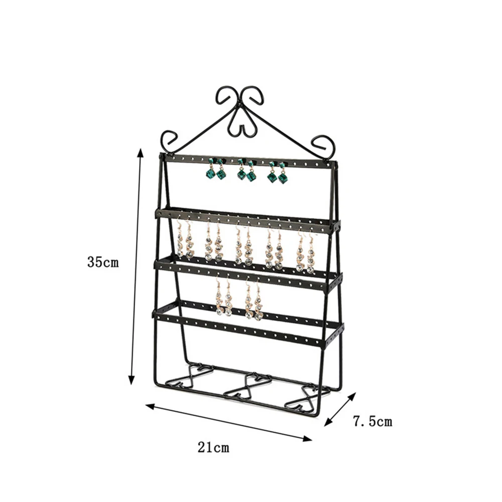 

4 Layer 112 Holes Hold Up 56 Pairs Earring Double-side Earring Holder Stand Women Jewelry Display Stand Rack Shelf Metal Storage