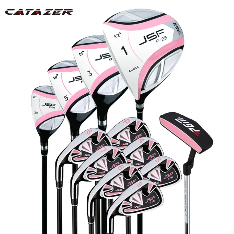 melhor Profissional Feminino Mão Esquerda Clube De Golfe 12 Pçs Conjunto Completo Treinamento Aprendizagem Golfe Conjunto Putter Balanço Saco Ferro Liga Carbono Madeira