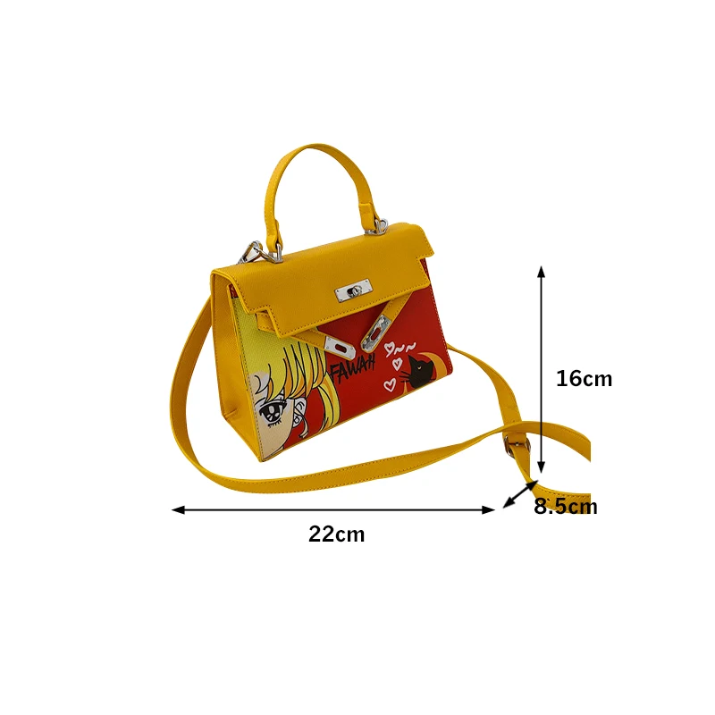 

2021 New Fashion Women Cartoon Gaffiti Handbag Korean Style Trendy One-shoulder Messenger Bag Cute Versatile Square Bags