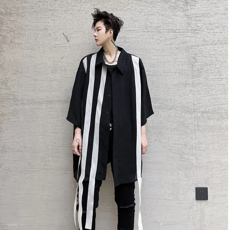 

IEFB Men's Oversized Clothing 2021 New Contrast Color Patchwork Black Lightweight Sunscreen Shirt Loose Korean Tide Tops 9Y66480