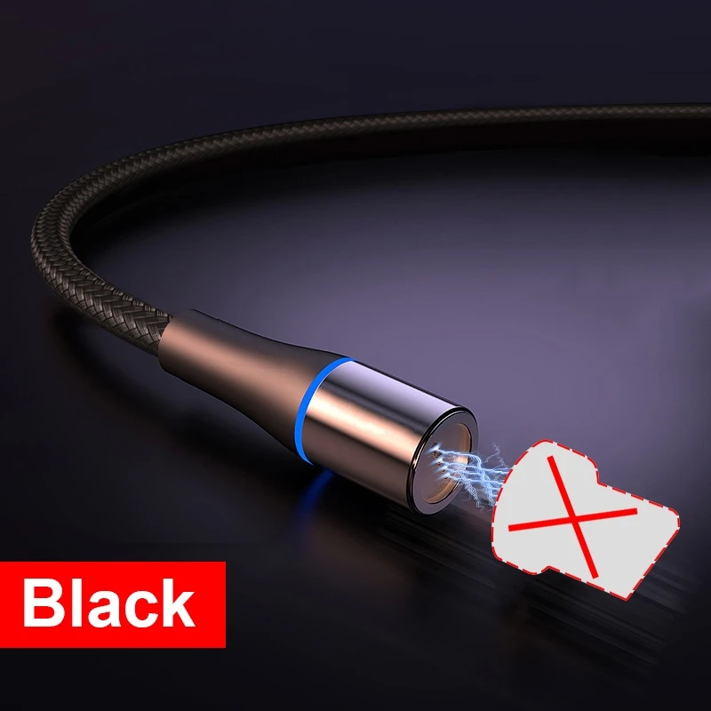 Only Black Cable Магнитный кабель ROCK 2M 5A Micro usb type C для iPhone 7 XS samsung S8 Быстрая зарядка магнитные кабели для мобильных телефонов - Цвет: Only Black Cable