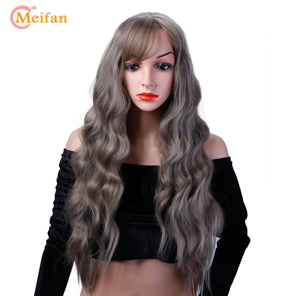 MEIFAN волнистые волосы Косплей Длинные парики с челкой для женщин термостойкий