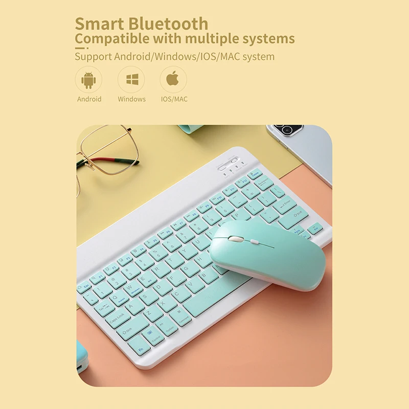mini wireless bluetooth keyboard for ipad tablet iphone rubber key rechargeable keyboard and mouse for phone android ios windows free global shipping