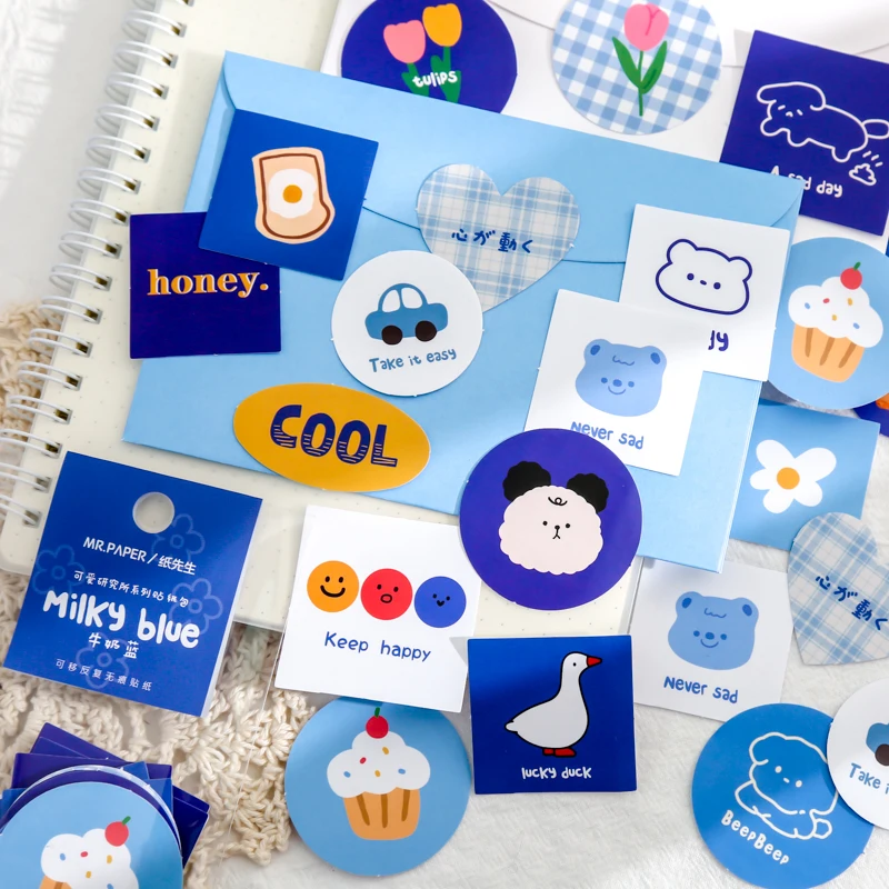 40 pcs cute fresh korean stickers aesthetic bullet journaling accessories mobile phone case deco patterns waterproof stickers free global shipping