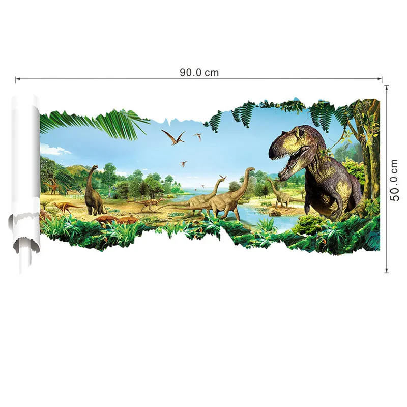 

Dinosaur primitive world wall stickers for kids room bedroom nursery classroom wall background decor removable wall decals