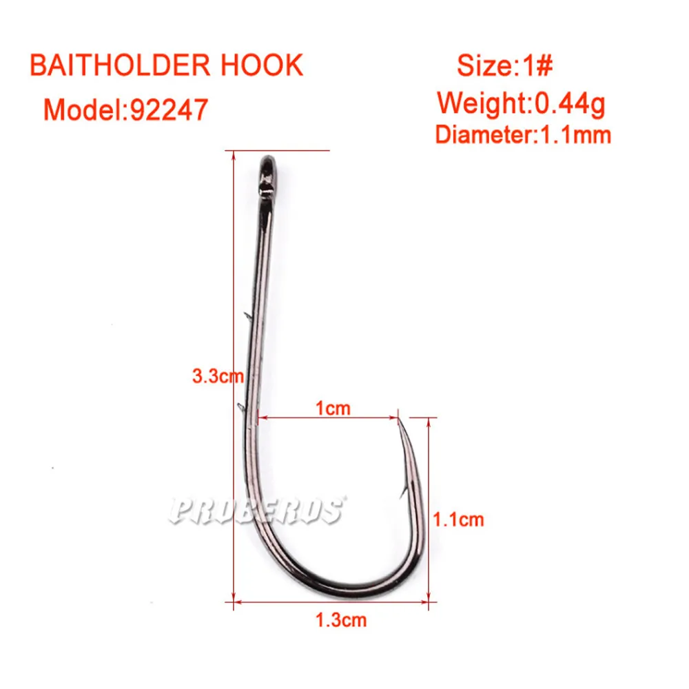 Рыболовные крючки из углеродистой стали, 50 шт./партия, 1#-6# Baitholder, черный цвет, джиг, головная рукоятка, колючий крючок для мягкого червя, окуня, карпа