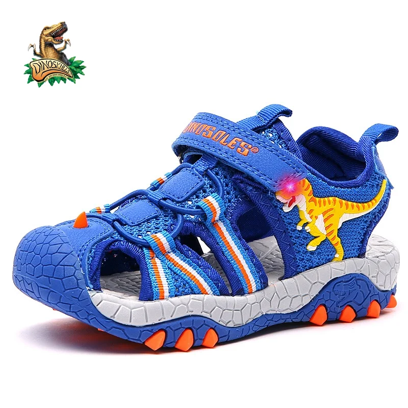 

DINOSKULLS/Детские сандалии; Новинка 2022 года; Летняя обувь; Детская обувь с Т-Рекс; Светодиодные фонари; Пляжные сандалии для мальчиков; Дышащая У...
