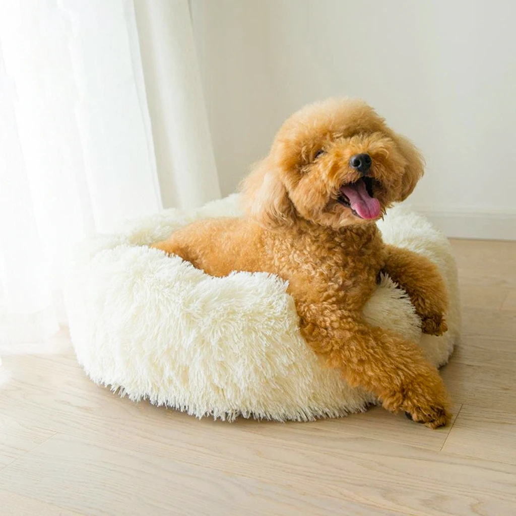 Супермягкая кровать для кошек 40/50/60 см длинный плюшевый зимний теплый домик собак