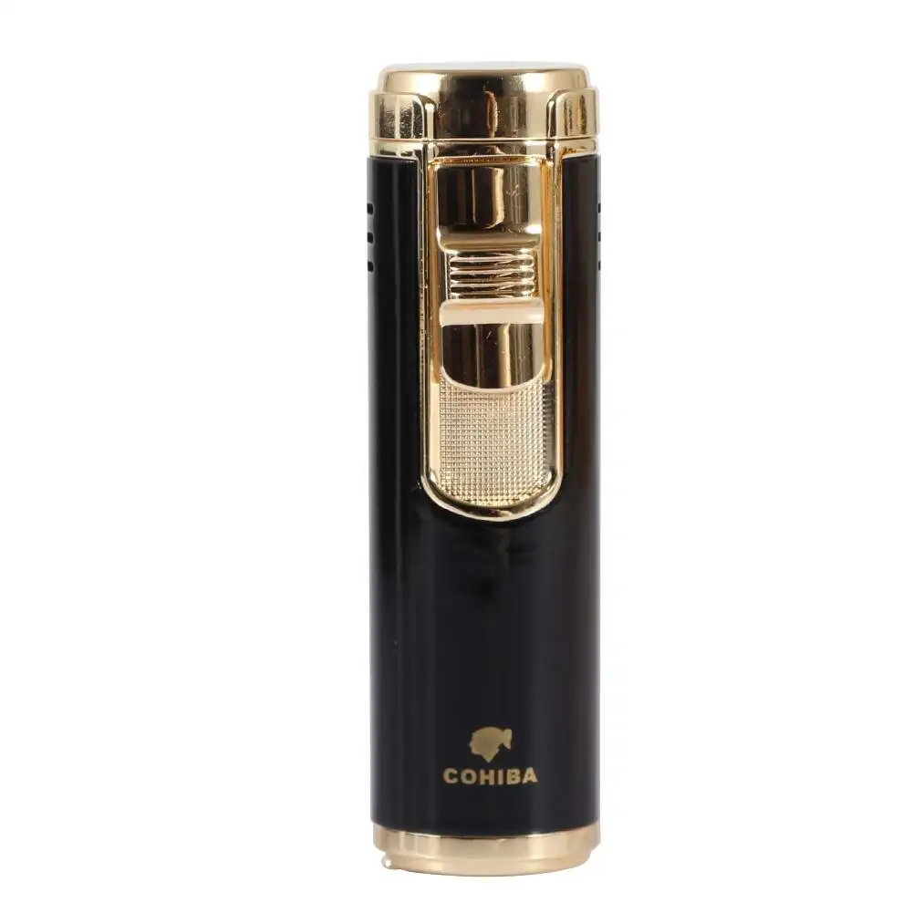 

COHIBA cigar lighter Metal Windproof 4 Jet Gas Lighter Butane Torch Blue Flame Cigar Lighter Pocket Cigarette Lighters