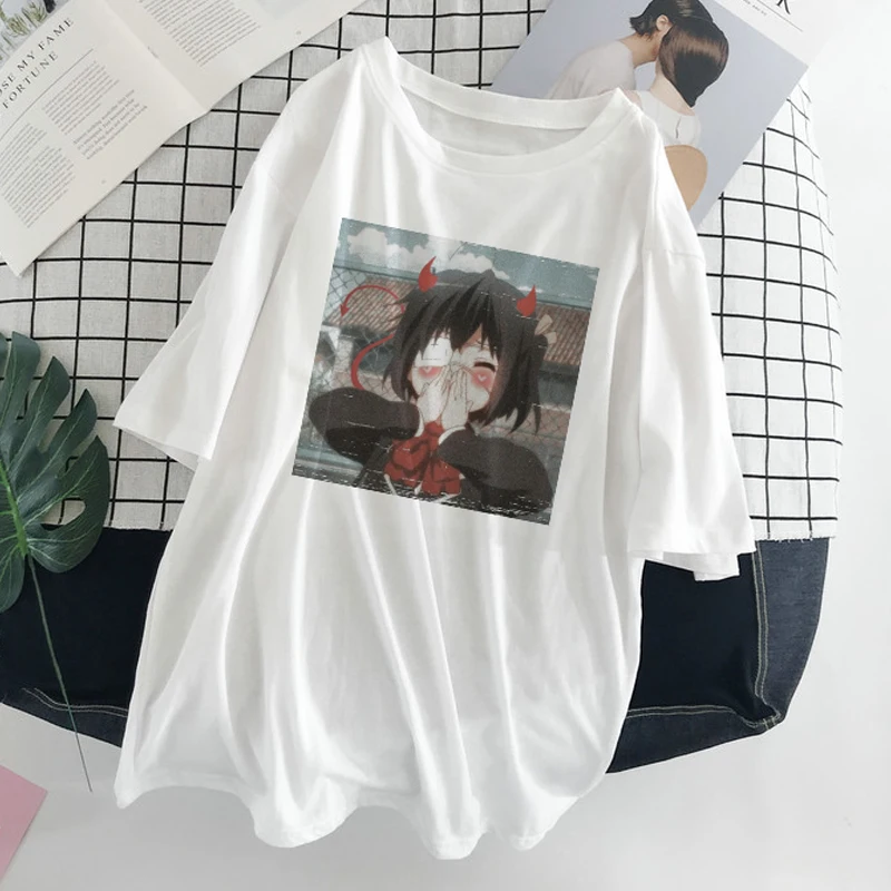 

Japanese Anime Print T-shirt Women New Casual Fashion Short Sleeve T-shirt Female Cartoon Harajuku Funny Cute Ulzzang T-shirt
