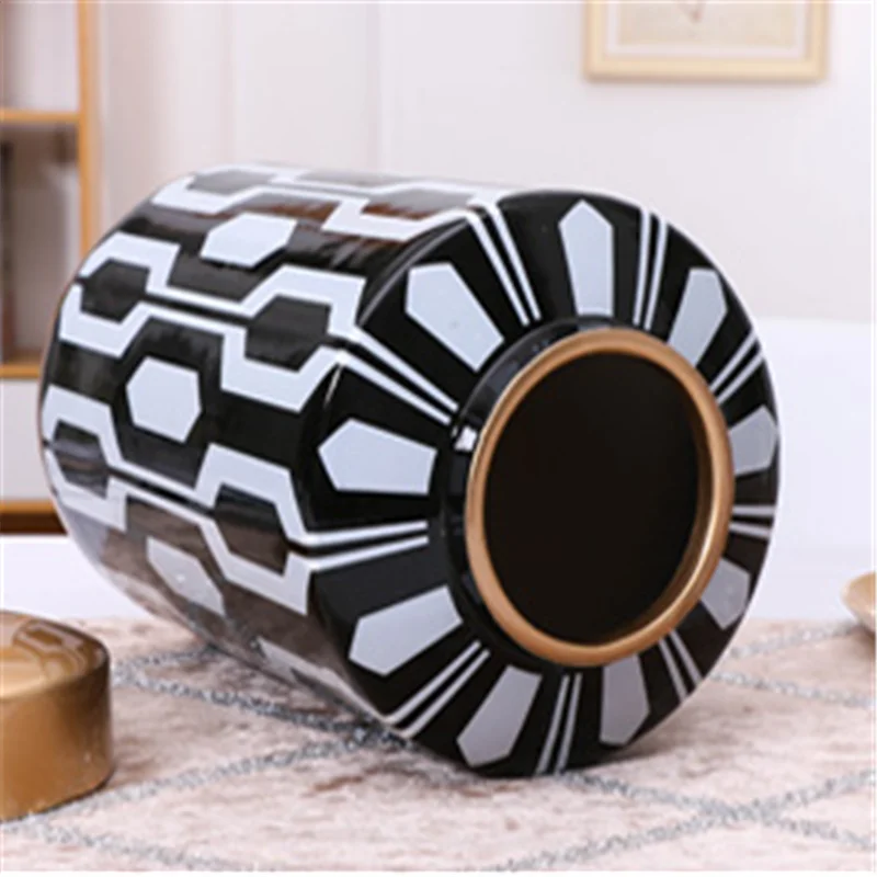 

Bao Guang Ta European Geometry Pattern Ceramics Vase Modern Living Room Office Dining Table Desktop Home Decor Storage Jar A3324