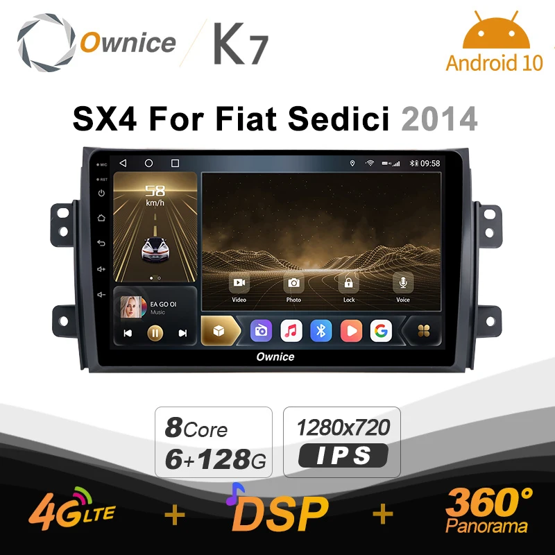 Автомобильный радиоприемник K7 Ownice 6 ГБ ОЗУ 128 Гб ПЗУ Android 10 0 для Suzuki SX4 Fiat Sedici 2014
