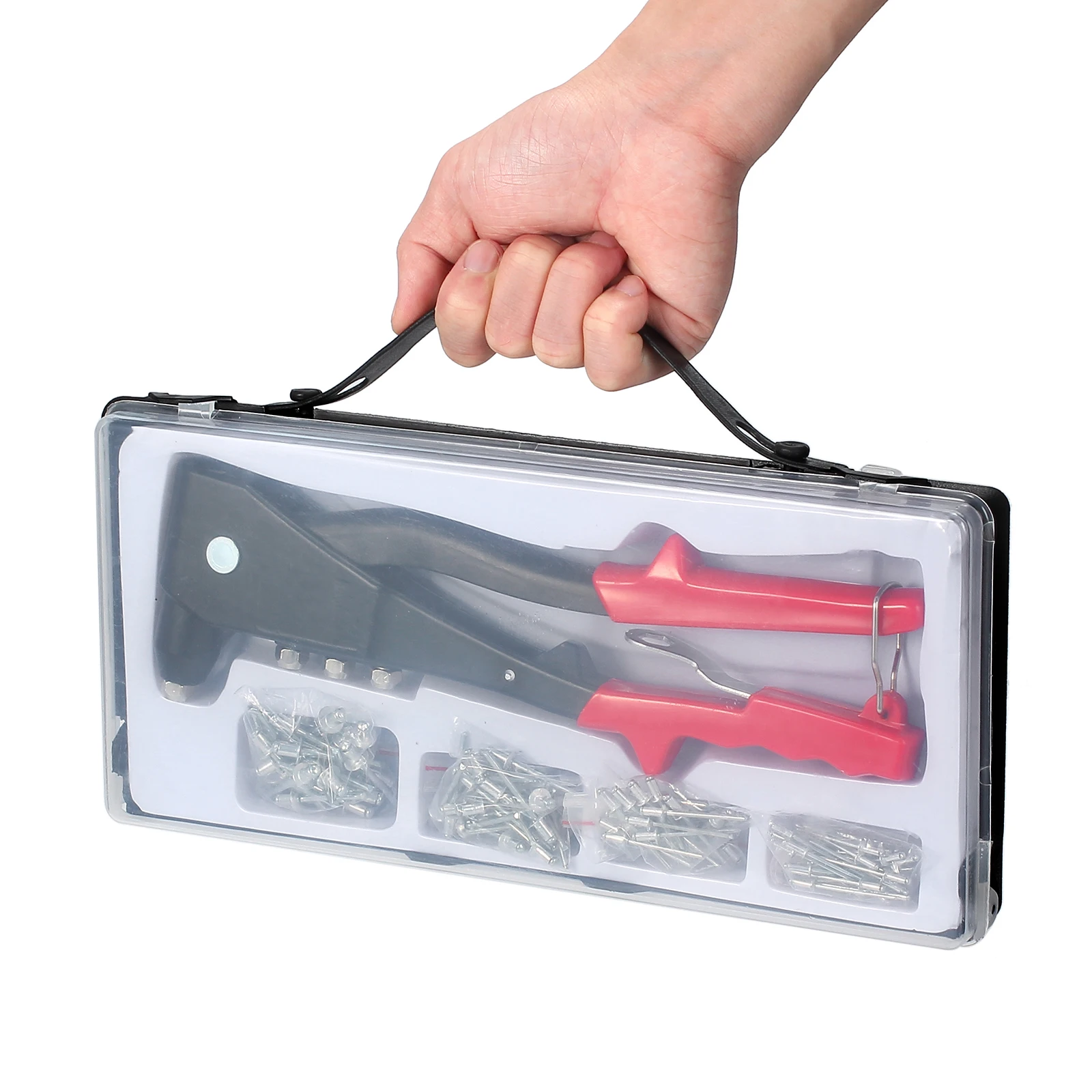 

Proster Professional Rivet Gun with 200 Rivets & PC Head Wrench Hand Repair Riveting Fastening Tool Kit Furniture Metalworking