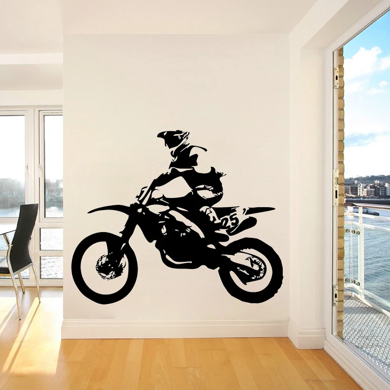 

Motocross Rider Wall Decal Motorcycle Cool Style Vinyl Window Stickers Bedroom Man Cave Home Decor Art Waterproof Mural E424