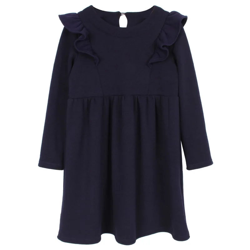 Teen Clothes Winter 2019 Fall Velvet Thick Korean Warm Long Sleeve Princess Kid School Dress Black for Girls 5 - 17 Year | Детская