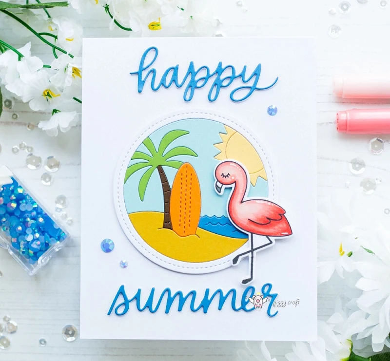 Mmao ремесла металла стали резки штампы Летний пляж трафарет на кольце для DIY