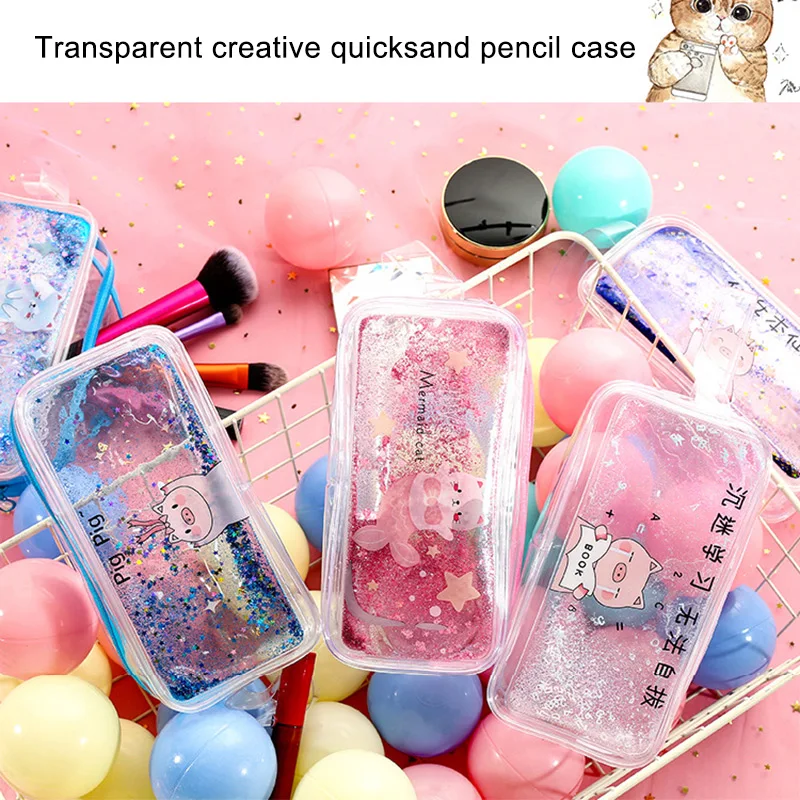 

Pencil Case Quicksand Oil Pencil Pen Bags with Zipper Stationery Pouch Bag Coin Pouch Cosmetic Bag DJA99