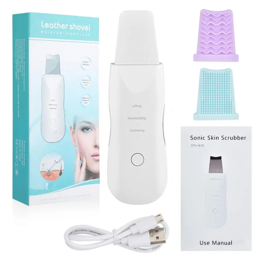 

Vibrate Ultrasonic Deep Face Cleaning Machine Skin Scrubber Blackhead Acne Remover Reduce Wrinkles Facial Whitening Lifting Tool