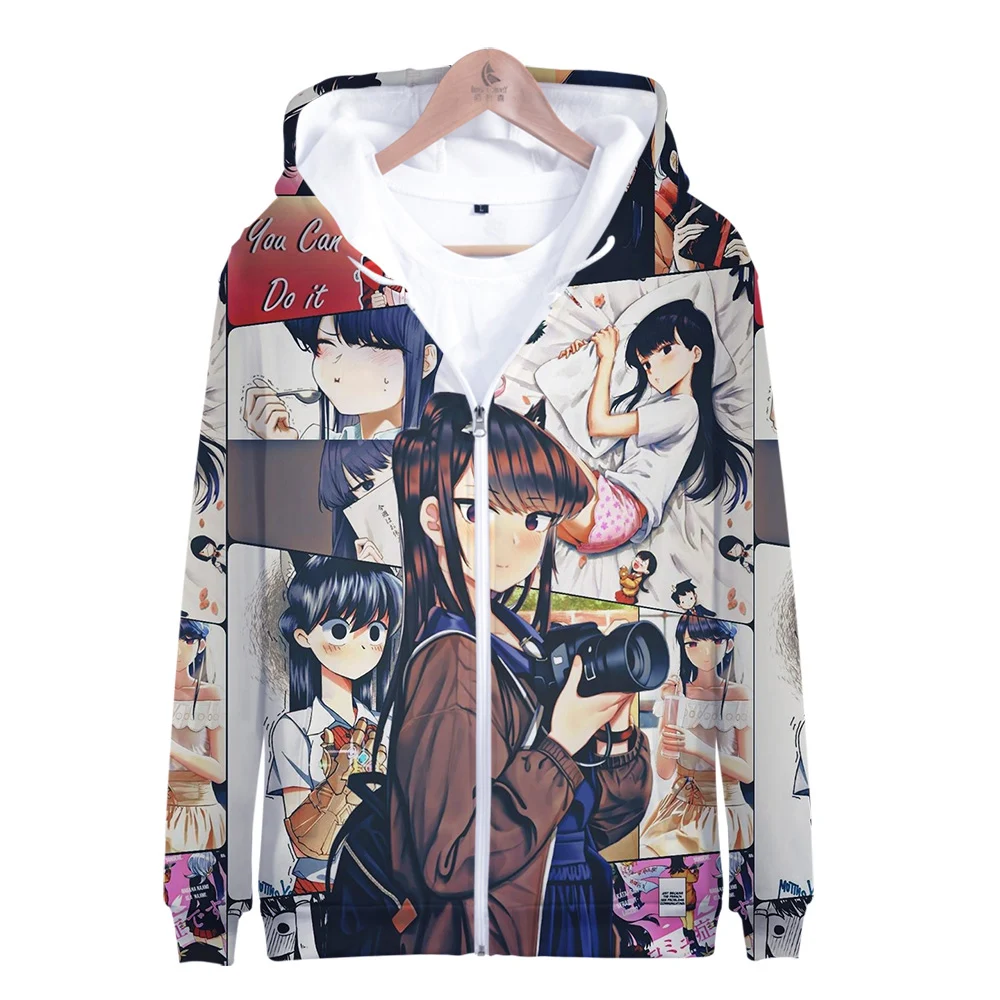 

Толстовка с капюшоном Komi Can Communicate, толстовка на молнии 3D для мужчин и женщин, уличная одежда с длинным рукавом в стиле Харадзюку, модная одеж...