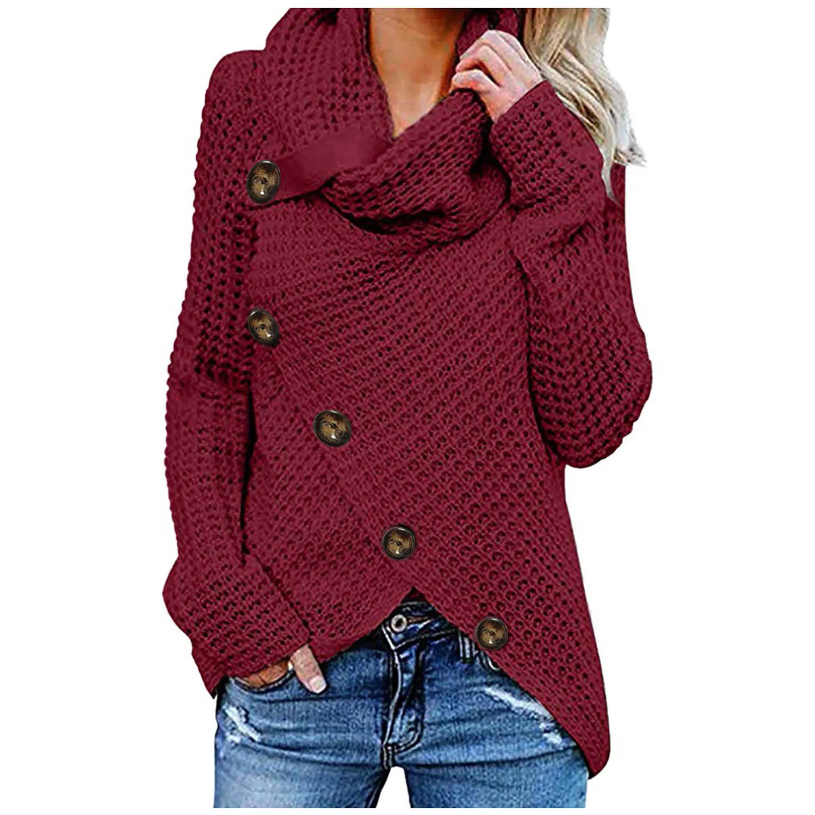fall sweaters for Women Button Long Sleeve Sweater Sweatshirt Pullover Tops Blouse Solid Shirt women sweetshirts