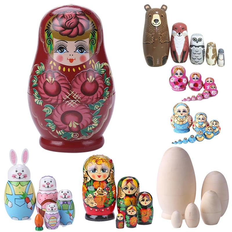 

Wooden Matryoshka Dolls Toys Girls Russian Nesting Dolls Kids Handmade Wood Matryoshka Doll Toy Crafts Children Birthday Gifts