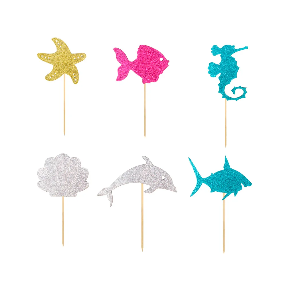 Украшение для именинного торта блеск Морская жизнь фрукты Еда выбирает