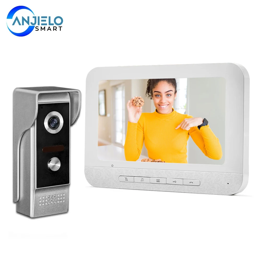 

7'' Wired Video Door Phone Intercom System Video Doorbell IR Night Vision Dual-way Intercom for Apartment Home Security