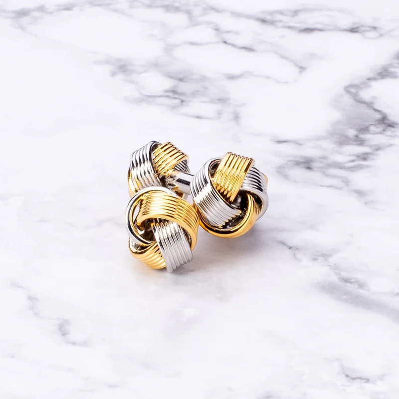 Мужские Запонки с узлом во французском стиле золотистые серебристые черные