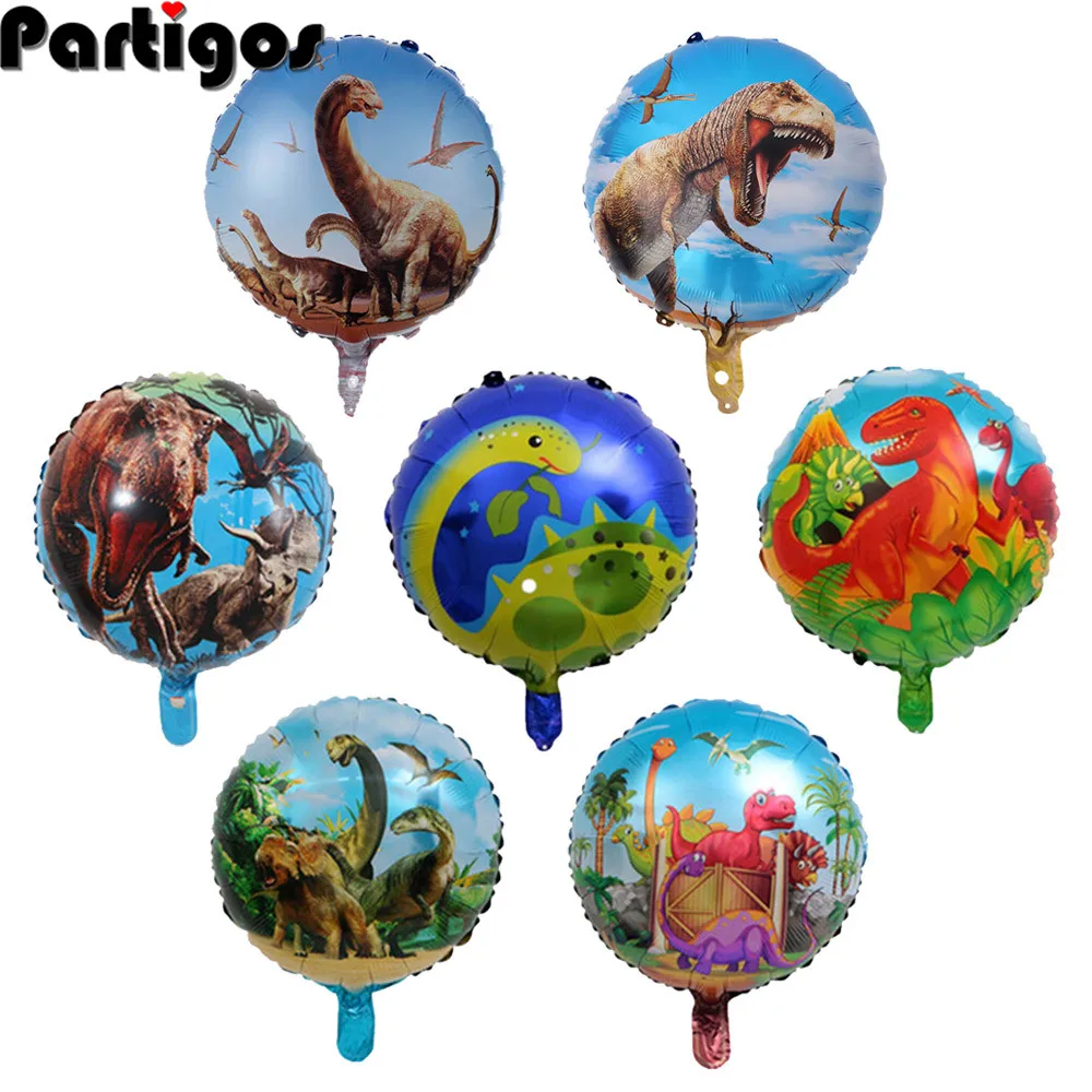 18inch Dinosaur Foil Balloons Round Helium Balloon Children Birthday Party Supplies Toys gifts Decoration Jurassic Globos