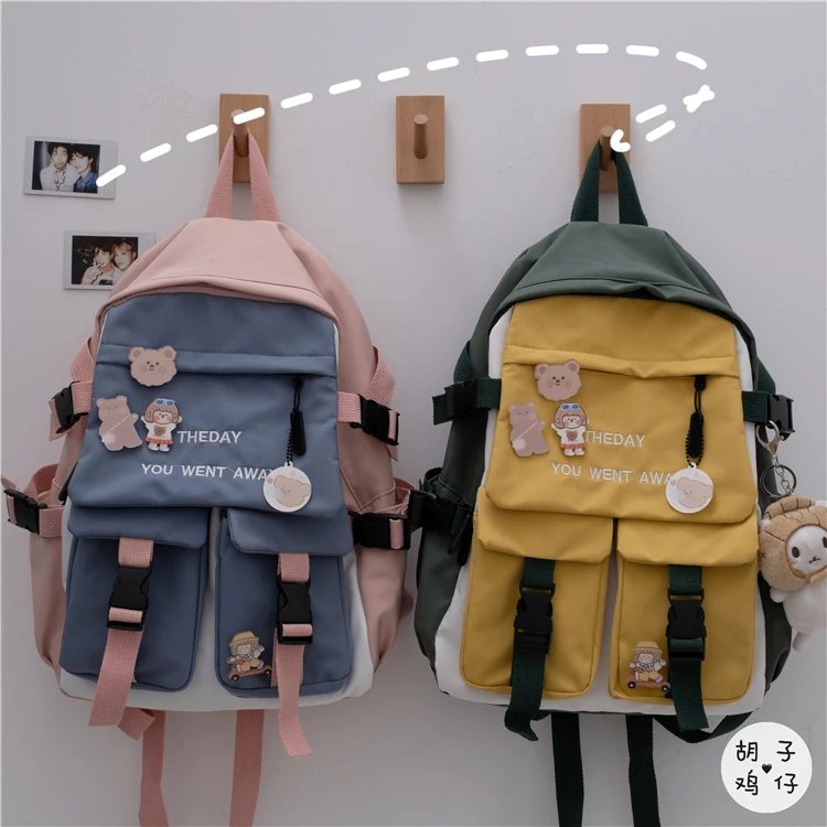 

PB3408 Schoolbag female Korean version of Harajuku high school students large capacity tooling backpack