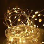 Светодиодная гирлянда из серебристой проволоки, Сказочная гирлянда, домашняя Рождественская елка, свадебная занавеска, украшение для вечеринки, праздничное освещение