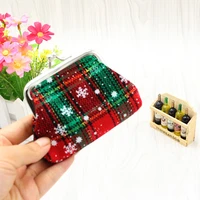christmas gifts mini fabric plaid coin purse coin purse student purse