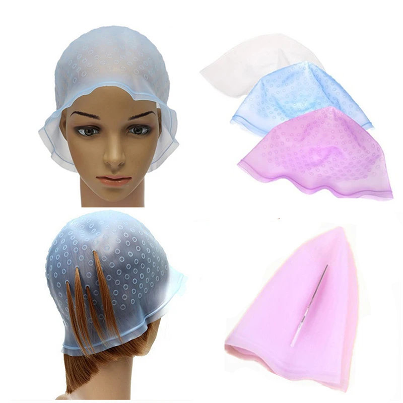 

1 Set Herbruikbare Hair Colouring Highlighting Dye Cap Met Haken Frosting Tipping Kleur Styling Caps Professionele Tools