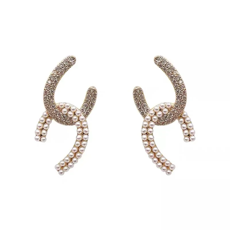 

Dongdaemun Sterling Silver Needle Graceful Online Influencer Cross Pearl Earrings High-Grade Fairy Earrings Earrings