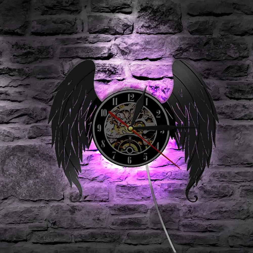 Элегантные настенные часы с крыльями ангела домашний художественный декор