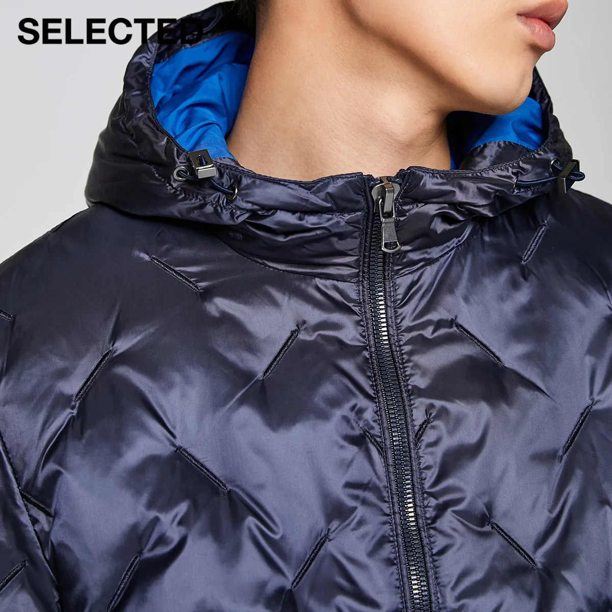 SELECTED Men's Winter Embroidered Hooded Duck Down Jacket S|419412510 | Мужская одежда