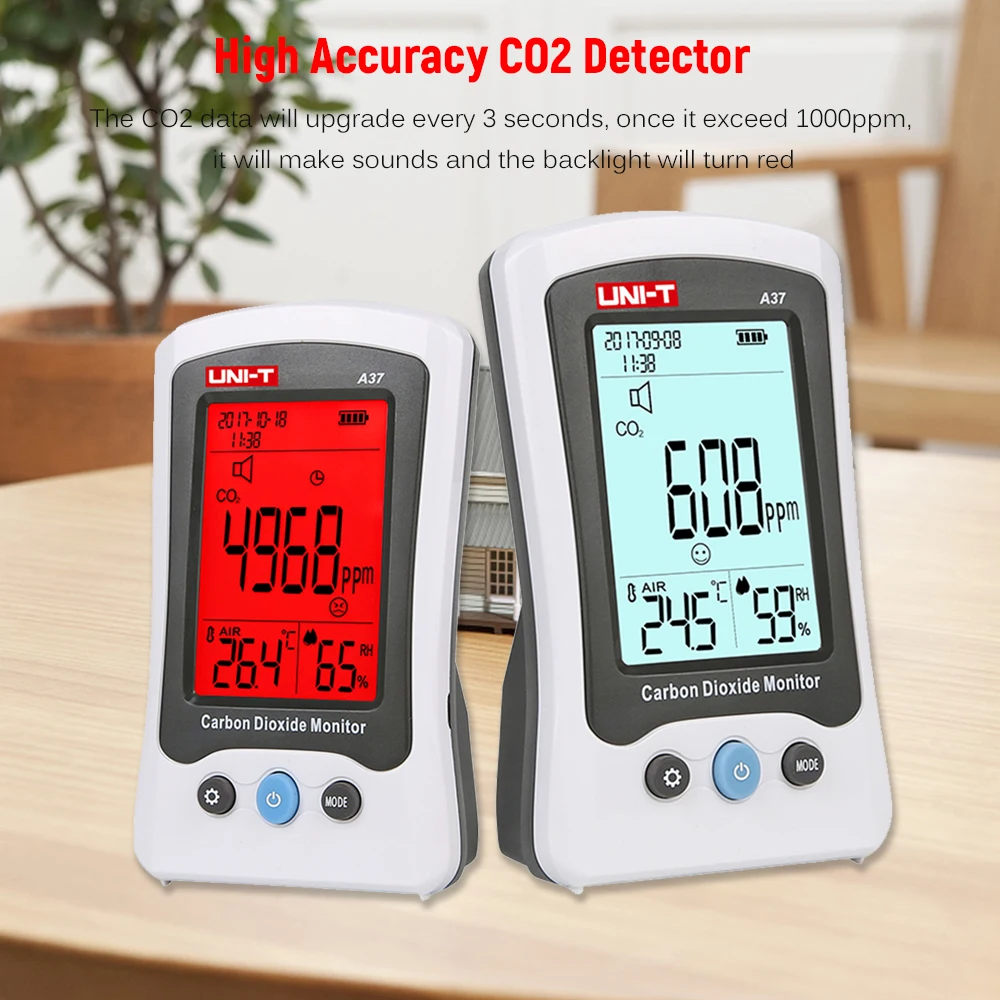 

Высокоточный детектор углекислого газа A37 UNI-T, измеритель углекислого газа с перезаряжаемой батареей 1500 мА · ч