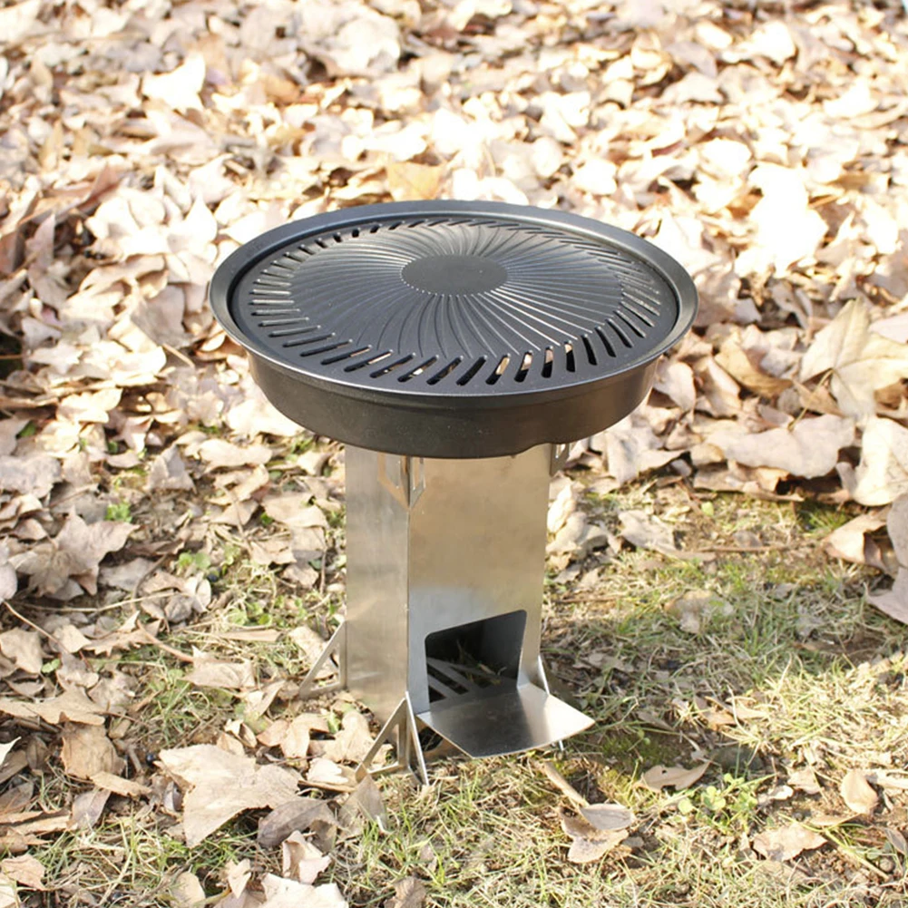 Portable Stainless Steel Folding Wood Stove Collapsible Burning Rocket for Outdoor Camping Hiking Picnic Cooking | Спорт и
