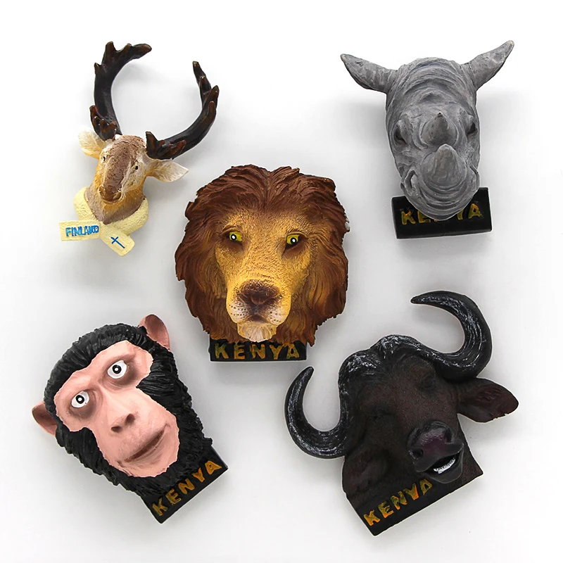 3d-модель в виде животного магнитные наклейки на холодильник Лев орангутан Кения