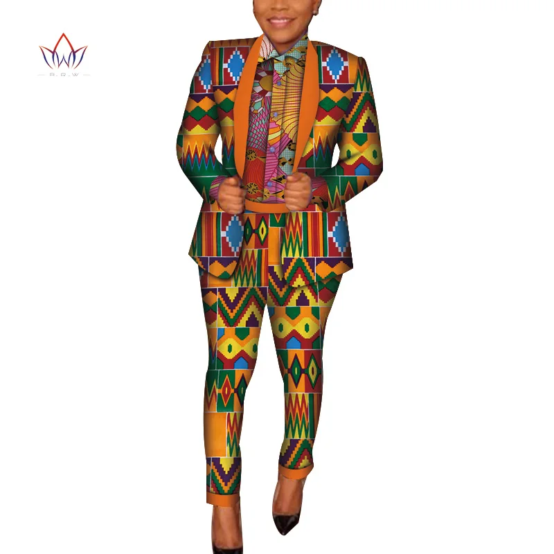

Women 3 Pieces Sets Africn Ankara Print Shirt and Jacket and Pants Bazin Riche Casual Coat Sets Women African Clothing WY4098